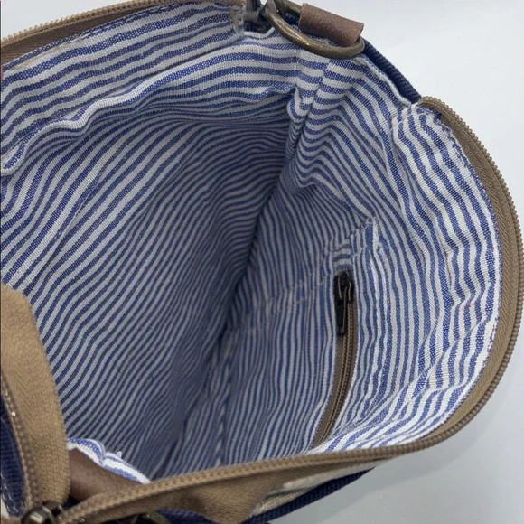 Clea Ray Canvas Satchel Recycled Military Tent with Bicycle Print NWT - Picture 8 of 14